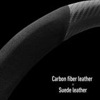 Carbon Fiber Steering Wheel Cover, Non-Slip and Sweat Absorbent, 15" Steering Wheel Covers for X5 X3 Men Women, Black (Black Suede ///)