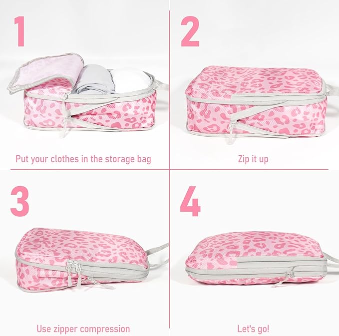 6 Set Compression Packing Cubes, Suitcase Organizer, Lightweight Travel Essentials, Compression Bags For Travel Accessories L