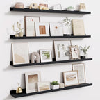 Fun Memories 40 Inch Floating Shelves for Wall - Wall Shelves with Lip Set of 4 - Nursery Bookshelf for Storage - Picture Led