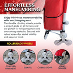 Ultra-Lightweight Foldable Stair-Climbing Red Shopping Cart - 42L Capacity, Six Rubber Wheels, Removable Insulated Bag Liner, Durable Aluminum Frame,Multi-Function Personal Hand Truck