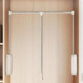 Pull Down Closet Rod White, Adjustable 33-45 inches Side Mounted Closet Rod, Two-way Buffering 60 lbs Heavy Duty Wardrobe Lif