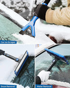 JOYTUTUS 47.7″ Extendable Snow Brush and Ice Scraper, 270° Pivoting Snow Scraper Brush for Car Windshield, Telescoping Ice Scraper, Foam Grip, Heavy Duty Snow Remover for Cars, Trucks, SUV (Blue)
