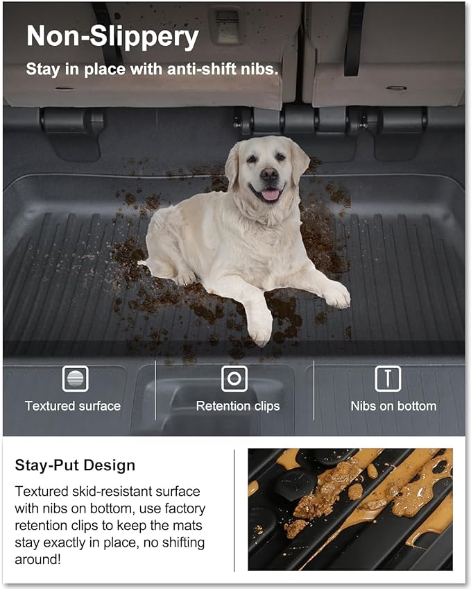 KIWI MASTER Cargo Mat for 2018-2026 Honda Odyssey, Custom Fit All Weather Rear Cargo Liner, Heavy Duty TPE Tray Trunk Mat, Black