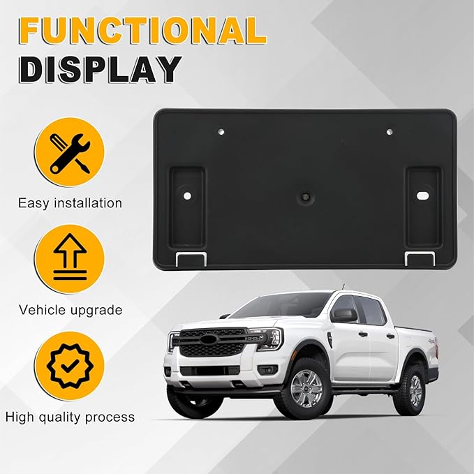 Front License Plate Frame Compatible with Ford Ranger 2024 2025 2026(Exclude Raptor), Bumper License Frame Holder Mounting Br