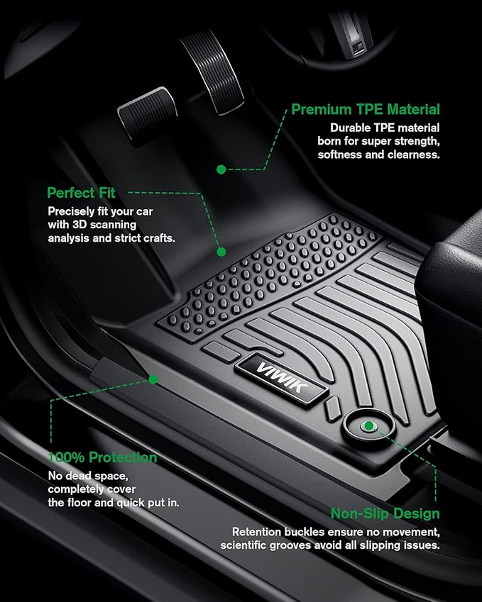 VIWIK Floor Mats for Toyota Camry 2018-2024 (Not for Hybrid), Car Mats All Weather Protection Custom Floor Liners Front & Rear, Car Accessories for 2018-2024 Camry Odorless Non-Slip