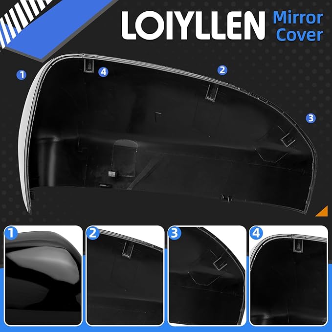 Passenger Side Mirror Cover Replacement for Ford Fusion 2013 2014 2015 2016 2017 2018 2019 2020 2021 2022 - Right Side Mirror Covers, Rear View Mirrors Cap Accessories Without Lamp, Black