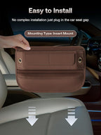 Universal Fit Premium Leather Car Seat Gap Filler Organizer, Center Console Organizer with Card Slots, Clever Gifts for Car SUV Truck Owners (Brown, 2 Pack)