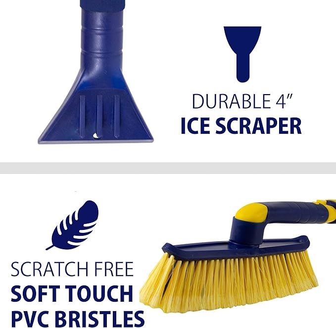Michelin Snow Brush for Car Windshield – Ice Scraper with 34-50” Hybrid Extendable Handle Ergonomic Multi-Tool Detachable Swivel Head Non-Slip Foam Grip Heavy Duty Snow Remover for SUV, Truck