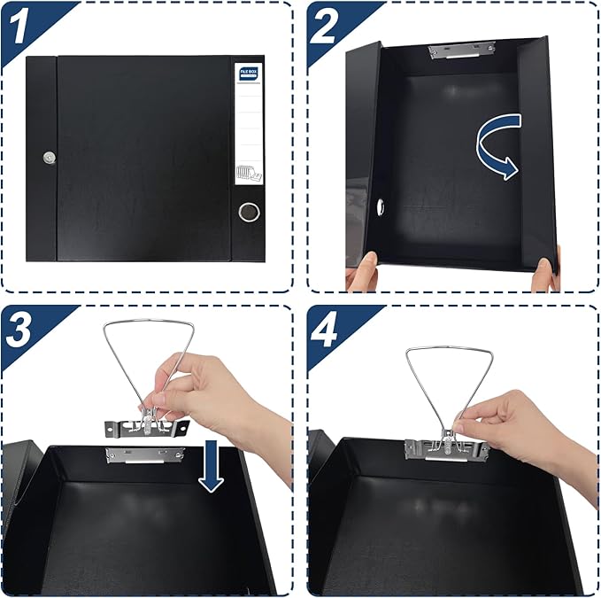 Storage File Boxes A4, 6 Pack Foldable File Box with Clip, 50mm Spine, Plastic Archives Cases with Magnetic Closure, Document