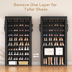 ROJASOP 10 Tier Shoe Rack with Covers,Large Capacity Stackable Tall Shoe Shelf Storage to 50-55 Pairs Shoes and Boots Sturdy 