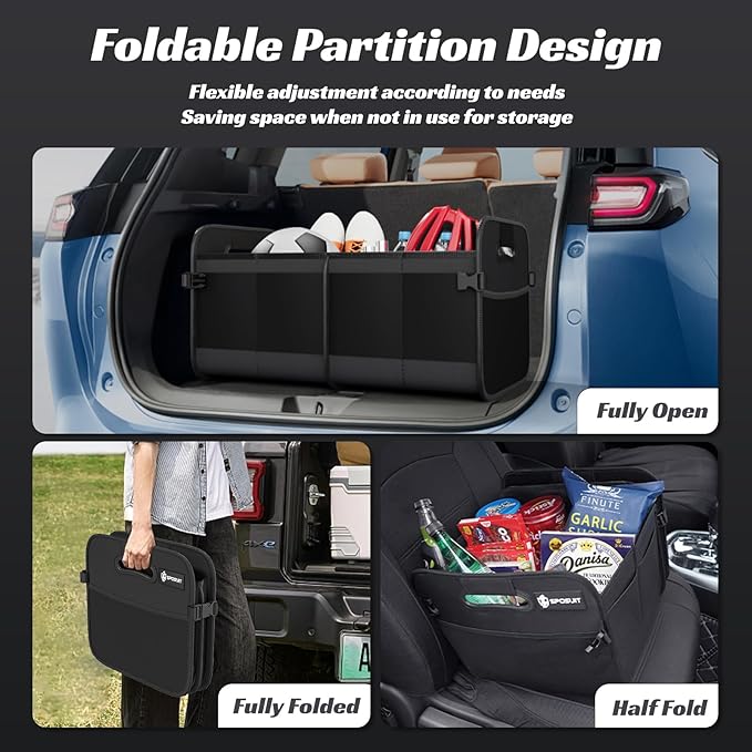 Sposuit Trunk Organizer for Car - 70L Collapsible Car Storage with 11 Pockets & Reinforced Handles, SUV Trunk Organizers for