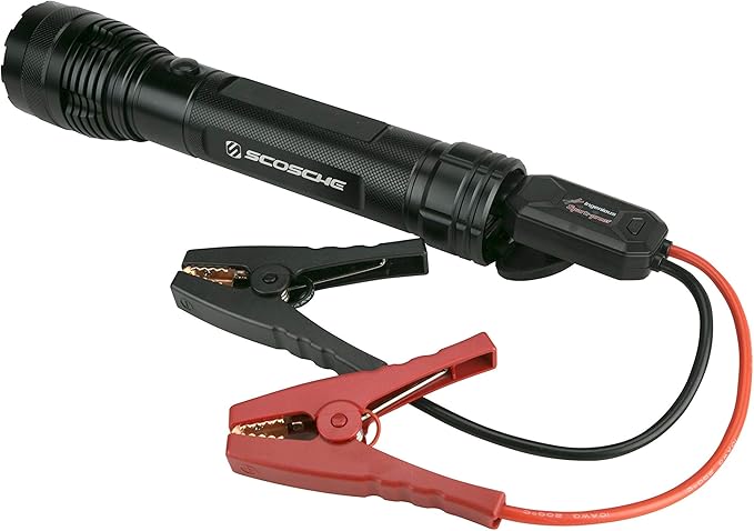Scosche PBJF400 Portable Car Battery Jump Starter, 400A Battery Booster, 12V Battery Jumper Cables Kit for Car (3.5L Gasoline/2.0L Diesel Engines) Portable Power Bank with 1000 Lumen LED Flashight