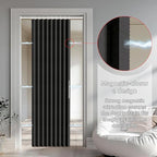 Jilron Accordion Door Curtain Set - 100% Blackout, with Curtain Rod Included, for Bedroom Privacy Protection (Black-43 W x 78