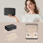 Lolalet Travel Jewelry Case for Women Girls, Travel Jewelry Organizer Box with Mirror & Clear Storage Bag, Small Portable Ear