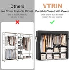 VTRIN Portable Closet for Hanging Clothes 67 Inch Wide Large Capacity Portable Wardrobe Closet with Cover, 4 Storage Shelves 