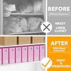 SpaceAid 8 Pack Bed Sheet Organizers and Storage, Foldable Organizer for Linen Closet, Set Folder Keeper with Window XL (Quee