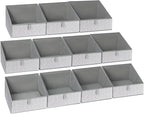 DIMJ Closet Storage Bins 10 Pack - Fabric Trapezoid Closet Organizer Bin, Foldable Storage Baskets for Shelves, Closet Shelf 