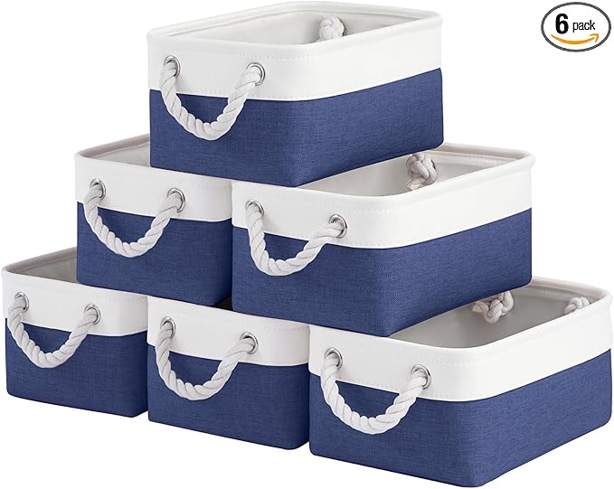 Storage Baskets for Shelves 11.8x7.9x5.2 Inch, Foldable Fabric Storage Bins with Handles, Small Storage Baskets for Organizin