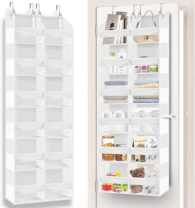 Over The Door Organizer 6 Tiers, Extra Large Behind Door Storage of 12 Compartments, 80 lbs Weight Capacity Hanging Storage O