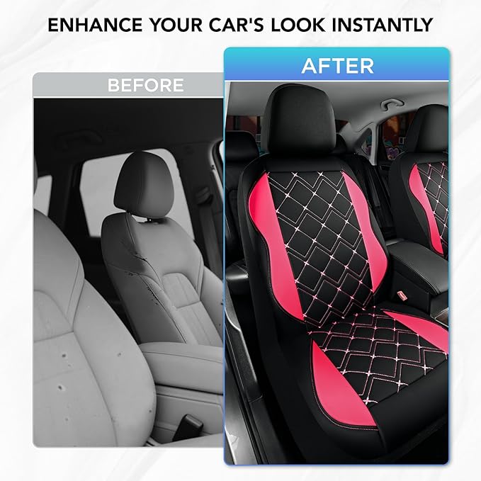 Road Comforts Seat Covers, Premium Leather Car Seat Covers Front Seat for Women Girls,Airbag Compatible, Automotive Seat Cove