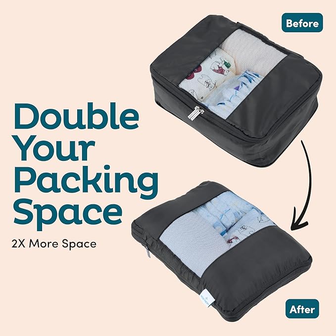 10-Pack Large Compression Packing Cubes for Travel - Lightweight Compression Packing Cube Set, Water-Resistant Luggage Organi