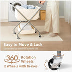 STORAGE MANIAC Collapsible Laundry Cart with Wheels 31.5"H Rolling Laundry Hamper Clothes Basket with Wheels, Canvas Liner St