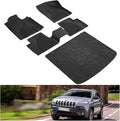 KIWI MASTER Floor Mats & Cargo Mat for 2014-2023 Jeep Cherokee (Not Grand Cherokee), Custom Fit All Weather Car Mats, Heavy Duty TPE Floor Liners, Front & Rear & Tray Trunk Mat Set, Black
