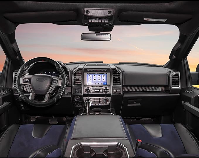West Llama Customized Auto Car Steering Wheel Cover for Ford F-150, F-250, F-350, Expedition(Diamond Quilted - Black+Gray)