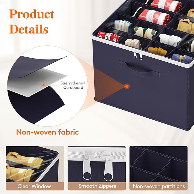 Lifewit Shoe Storage Organizer for Closet, Fabric Large Shoe Box Storage Containers with Clear Cover, Foldable Bins for Boots