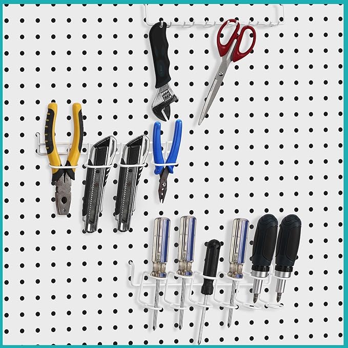 Coume 6 Pcs Pegboard Screwdriver Holders Organizer Pegboard Plier Holders Stainless Steel Peg Board Tool Utility Hooks Access