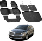 LASFIT All Weather Floor Mat Set for 2009–2019 Ford Flex & 2010–2019 Lincoln MKT – 3 Rows Custom Fit Floor Mats + Cargo Liner & Seat Back Protectors – Premium TPE Interior Full Coverage Protection