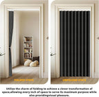 Jilron Accordion Door Curtain Set - 100% Blackout, with Curtain Rod Included, for Bedroom Privacy Protection (Black-43 W x 78