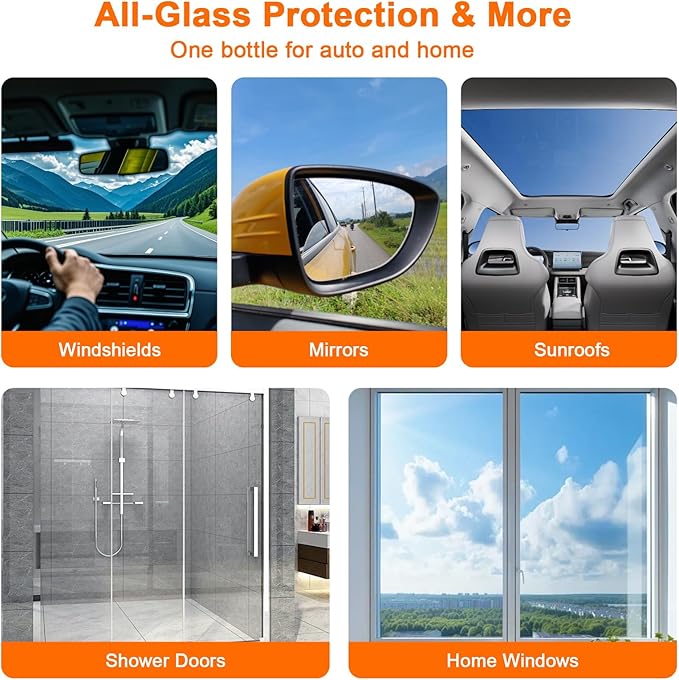 Hydrophobic Glass Coating Spray for Car, Quick-Dry Water-Activated Windshield Rain Repellent, Long-Lasting Protection for Aut