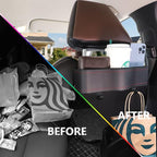 Backseat Car Organizer with Cup Holder, Premium Leather Backseat Car Organizer for Snacks, Canned Drinks, and Phone with Two Seat Hooks, Perfect for Travel - 2-Pack