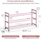Bumusty 3-Tier Expandable Shoe Rack for Closet, 18“-33” Adjustable Shoe Rack for Small Space, Small Shoe Organizer for Front 