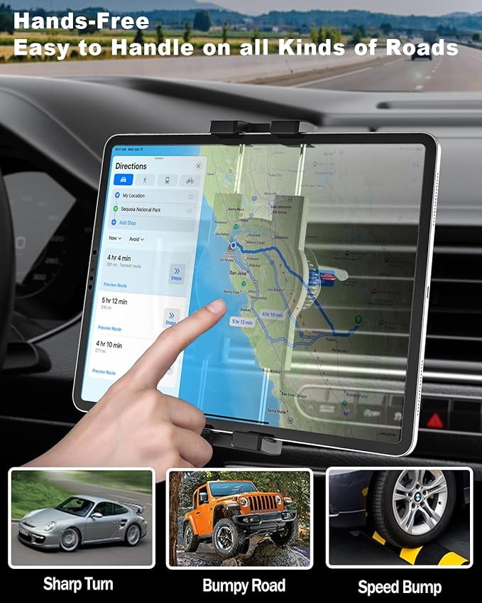 Tablet Air Vent Car Mount, AC Vent Tablet Phone Holder for Car [Upgrade Clip Never Shake] for iPad Pro Air Mini, Galaxy Tab, Kindle, Fire, iPhone 16 15 Pro Max, 4-12.9"