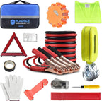 PACETAP Car Roadside Emergency Kit, Essential Auto Safety Road Side Assistance Tool Kit with Jumper Cables, Towing Rope, Tria