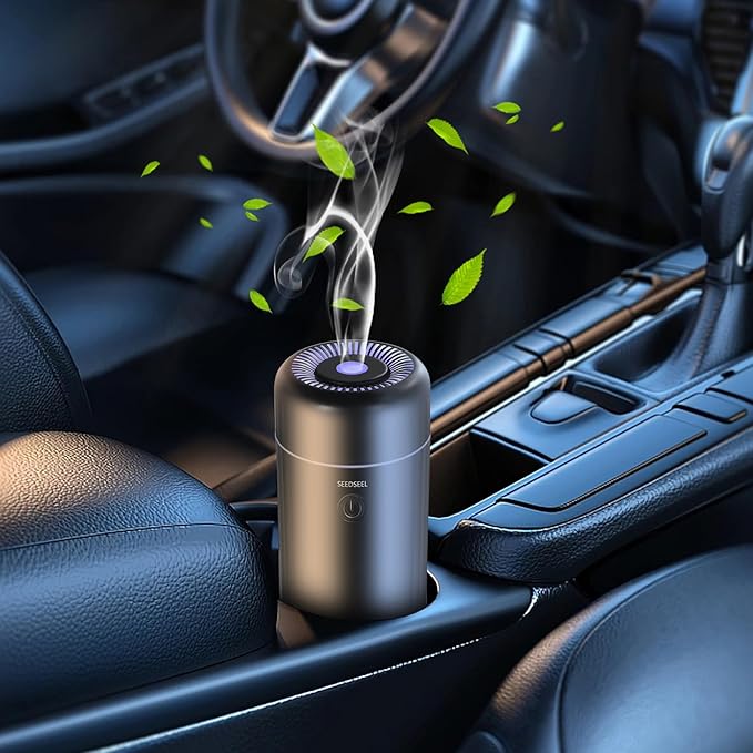 Car Aromatherapy Diffusers for Essential Oils，Mini USB Air Scent Small Humidifier with 7-LED Color Changing for Car Room Home