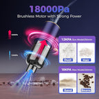 Handheld Car Vacuum Portable Cordless,18000PA High Power Vacuum Cleaner with Brushless Motor.7 in 1 Mini Hand Held Vacuum Rec