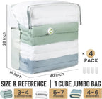TAILI Vacuum Storage Bags 4 Pack, Extra Large Cube (40x28x18x18 Inch), Supe Jumbo Vacuum Seal Bags for Bedding Comforter, Bla