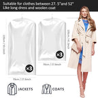 Hanging Vacuum Storage Bags, 6 Pack Large Hanging Space Saver Bags, Vacuum Sealed for Clothes Suits Dress Jackets for Moving 