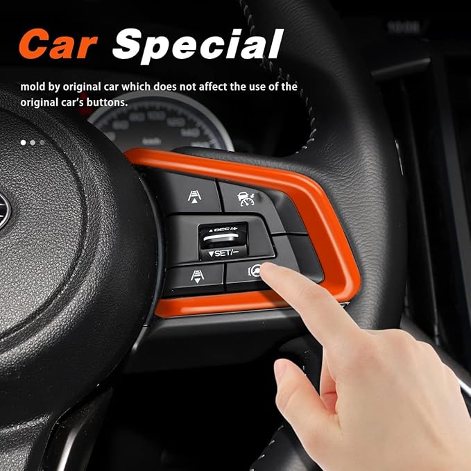 Auovo Steering Wheel Cover Trims for Subaru Crosstreck Outback Legacy Accessories 2018-2025 2026 Steering Wheel Panel Frame Covers for Subaru Impreza 2017-2026/19-26 Forester/Ascent 2018-2026 (Orange)