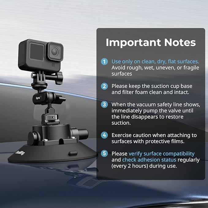 SMALLRIG 6" Suction Cup Mount with Ball Head Magic Arm, Action Camera Mount for DJI Osmo Action 5 Pro/4, for Insta360 x5, for Gopro 13/12, Load Capacity 3kg, on Car Windshield or Window - 5856