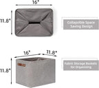 HNZIGE Large Rectangle Storage Baskets for Shelves 16"×11.8"×11.8" Fabric Storage Bins with Handles (2 Pack) Decorative Stora
