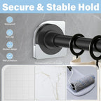 Metal Shower Curtain Rod Holders, Heavy Duty No Drill Adhesive Wall Mount or Screw Brackets, Rustproof Waterproof Rod Support