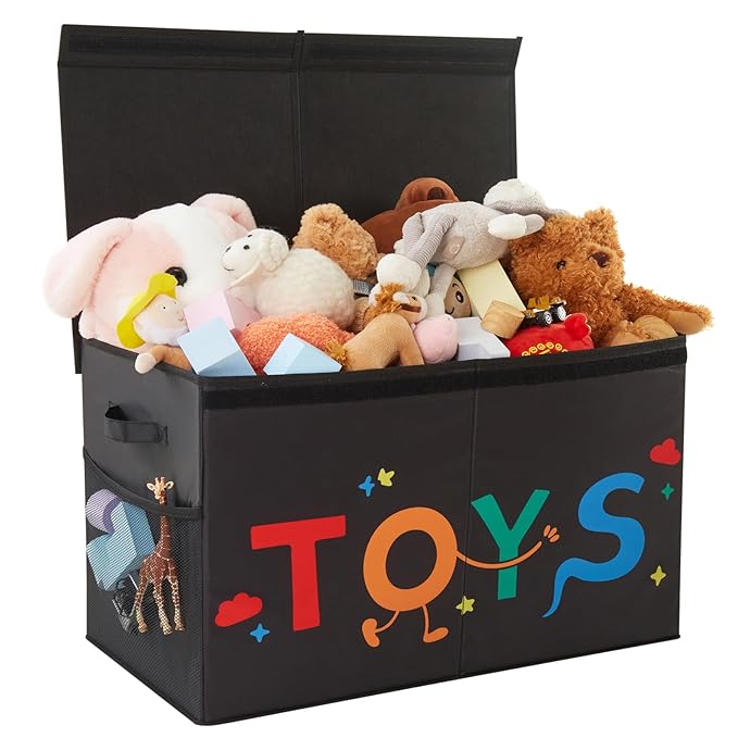 Large Toy Box, 83L Sturdy Collapsible Storage with Lid, 25"x13"x16" Kids Storage Organizer, Toy Chest Bin Baskets for Boys Gi