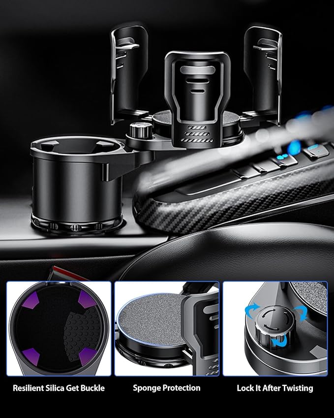 Cup Holder Expander for car 2 in 1 Multifunctional Car Cup Holder Extender Adapter with Adjustable Base Compatible with Hydro