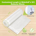 Bonsenkitchen Vacuum Sealer Bags, 8" x 50' Rolls 2 pack for Food Storage Saver, Bpa Free, Heavy Duty, Commercial Grade Textur