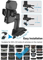 CD Slot Phone Holder for Car [Height Adjustable] Car Phone Holder CD Player Mount with One Button Release Clamp for iPhone 15 Pro Max Plus 14 13, Galaxy S23, Fire, All 4-7" Mobile Phones