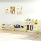 SUFAUY 2-Tier 33" Wide Shoe Rack, Closet Metal Wire, Stackable, Gold